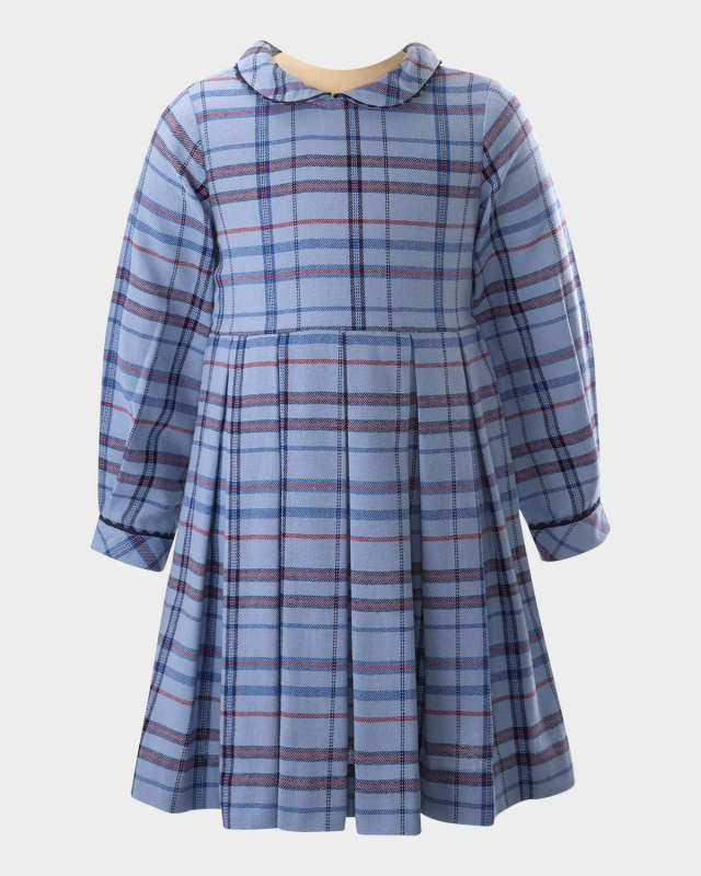 Girl's Check-Print Pleated Dress, Size 2-10